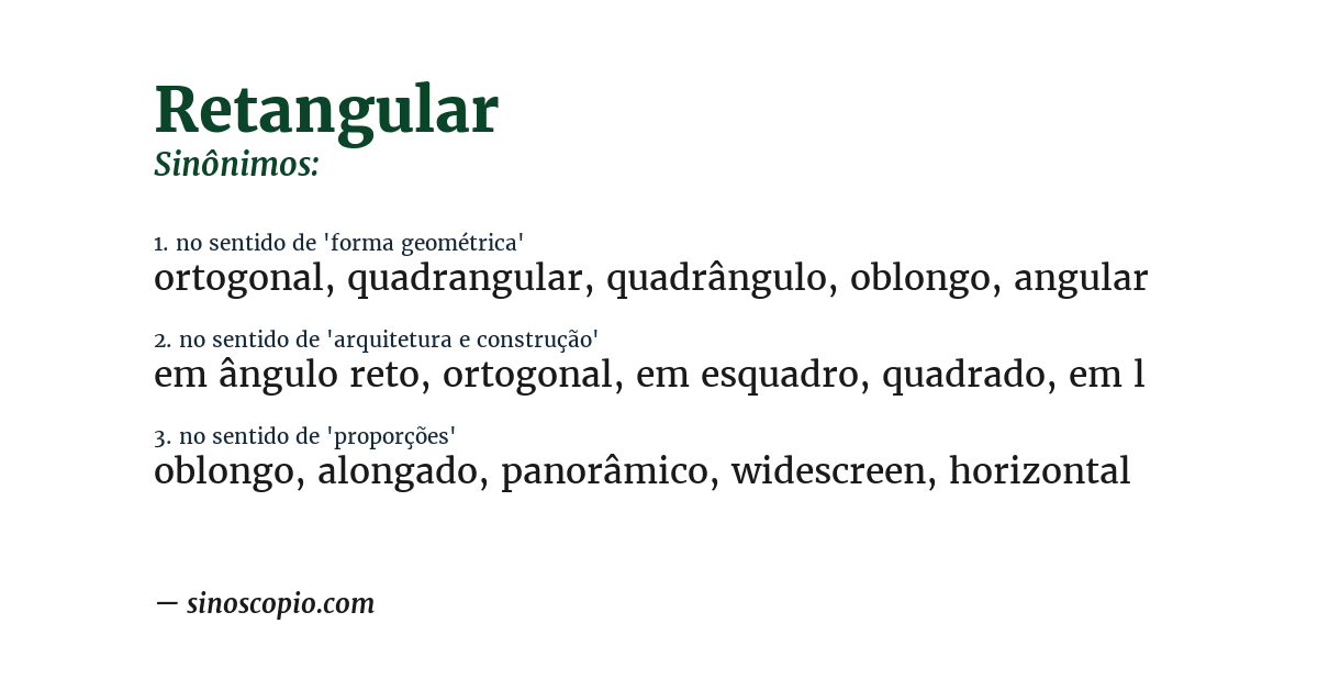 Sinônimo de retangular
