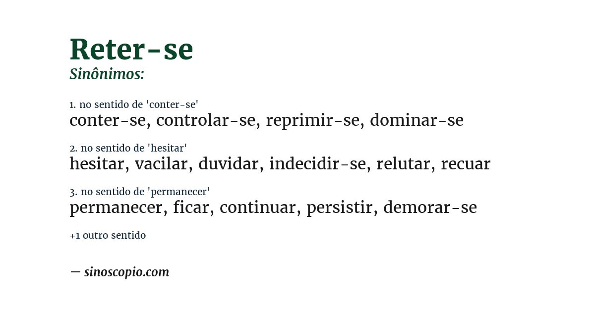 Sinônimo de reter-se