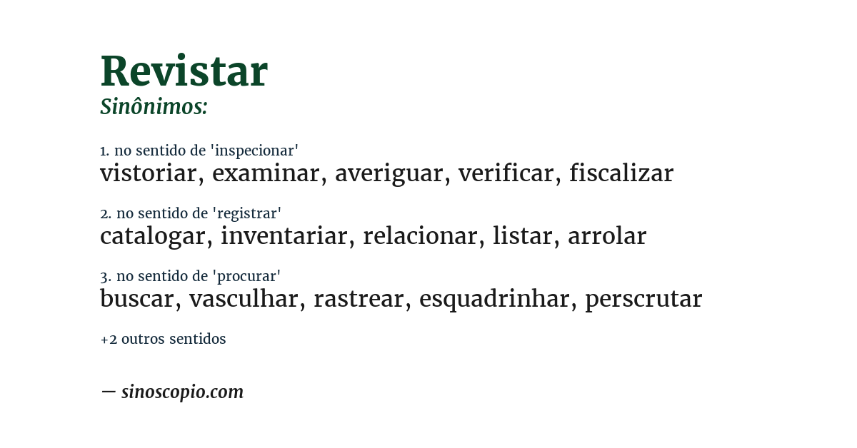Sinônimo de revistar