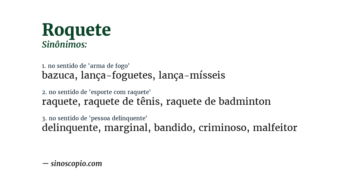 Sinônimo de roquete