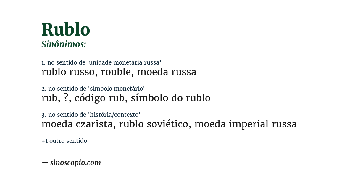 Sinônimo de rublo