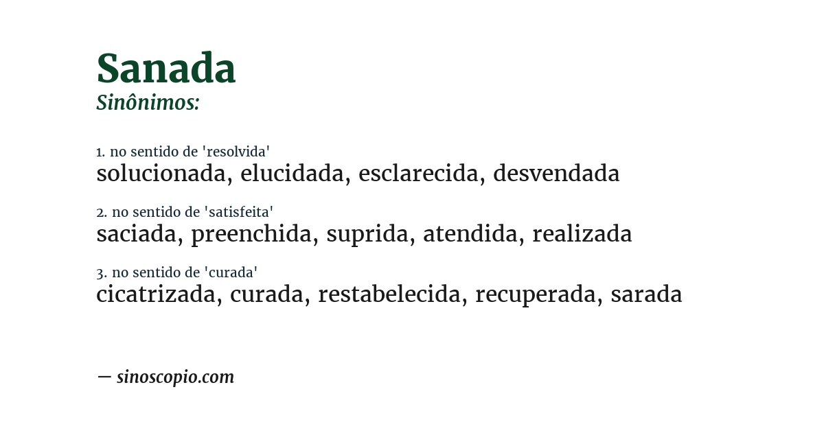 Sinônimo de sanada
