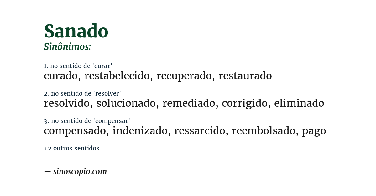 Sinônimo de sanado
