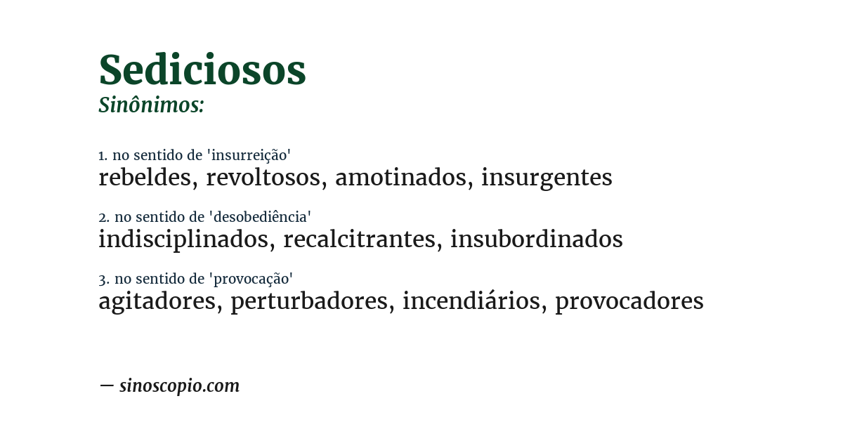 Sinônimo de sediciosos