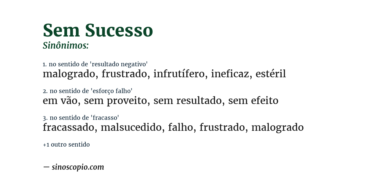 Sinônimo de sem sucesso