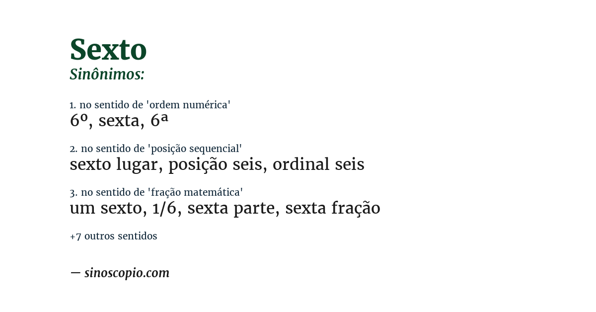 Sinônimo de sexto