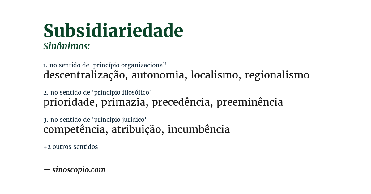 Sinônimo de subsidiariedade