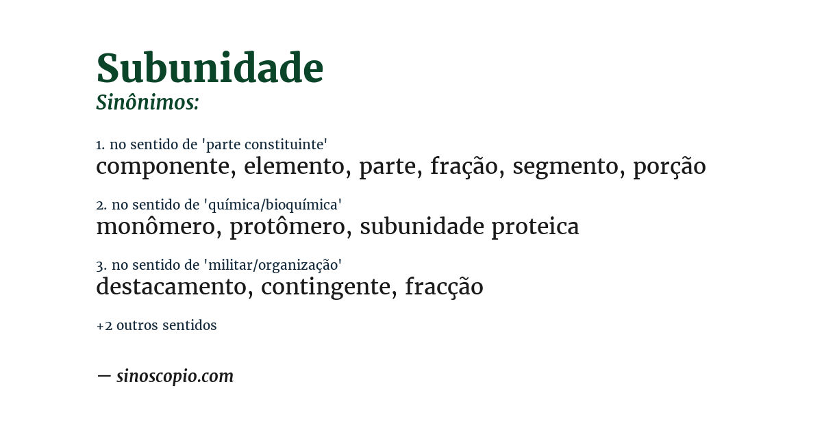 Sinônimo de subunidade