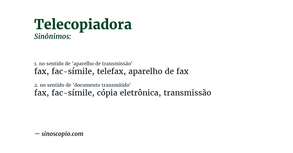 Sinônimo de telecopiadora