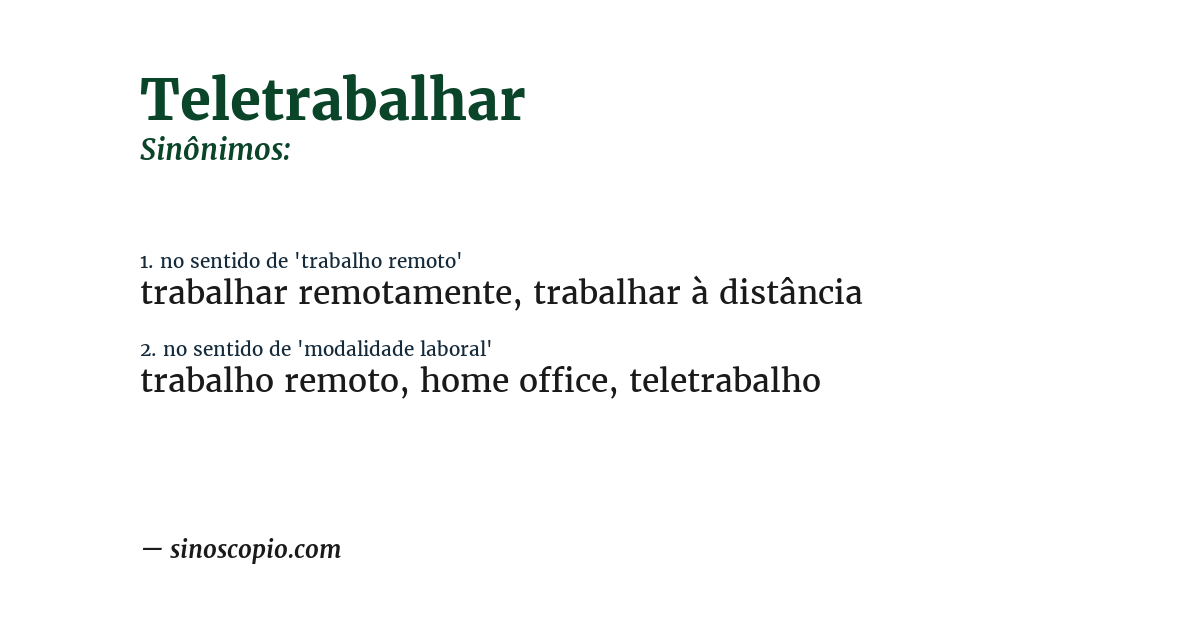 Sinônimo de teletrabalhar