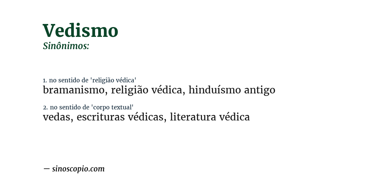 Sinônimo de vedismo