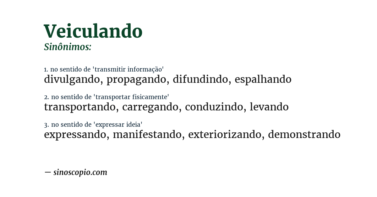 Sinônimo de veiculando