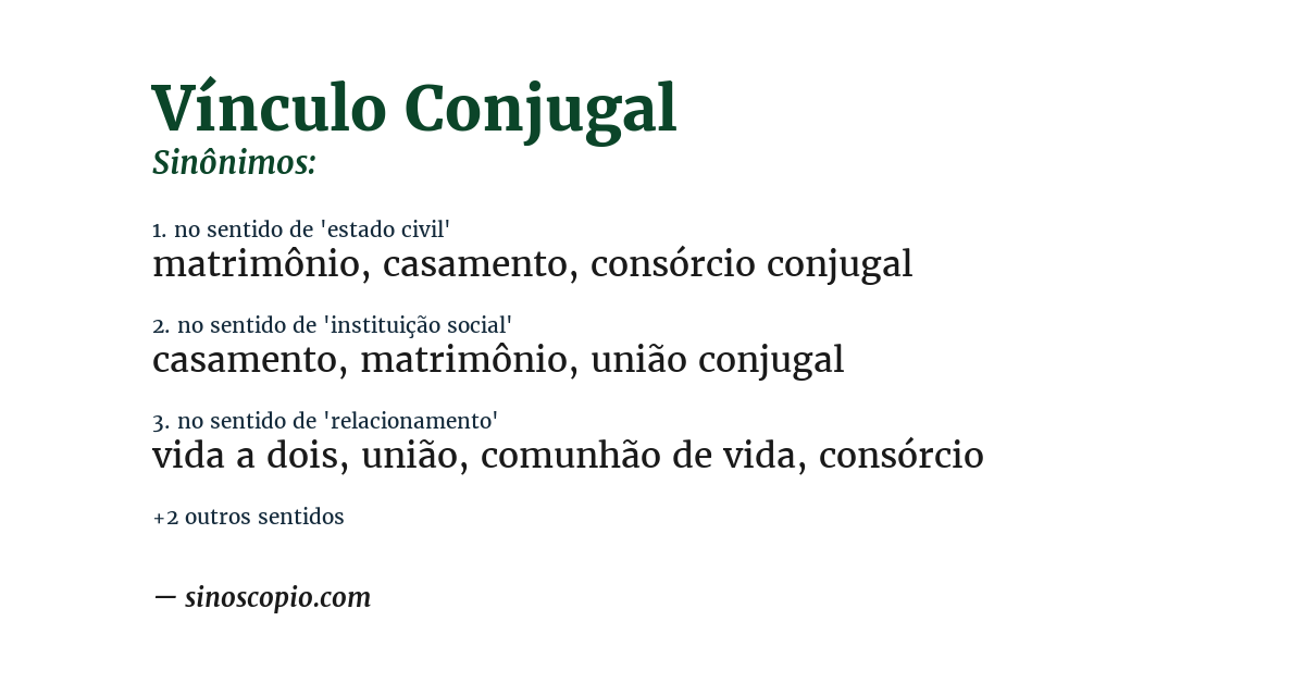 Sinônimo de vínculo conjugal