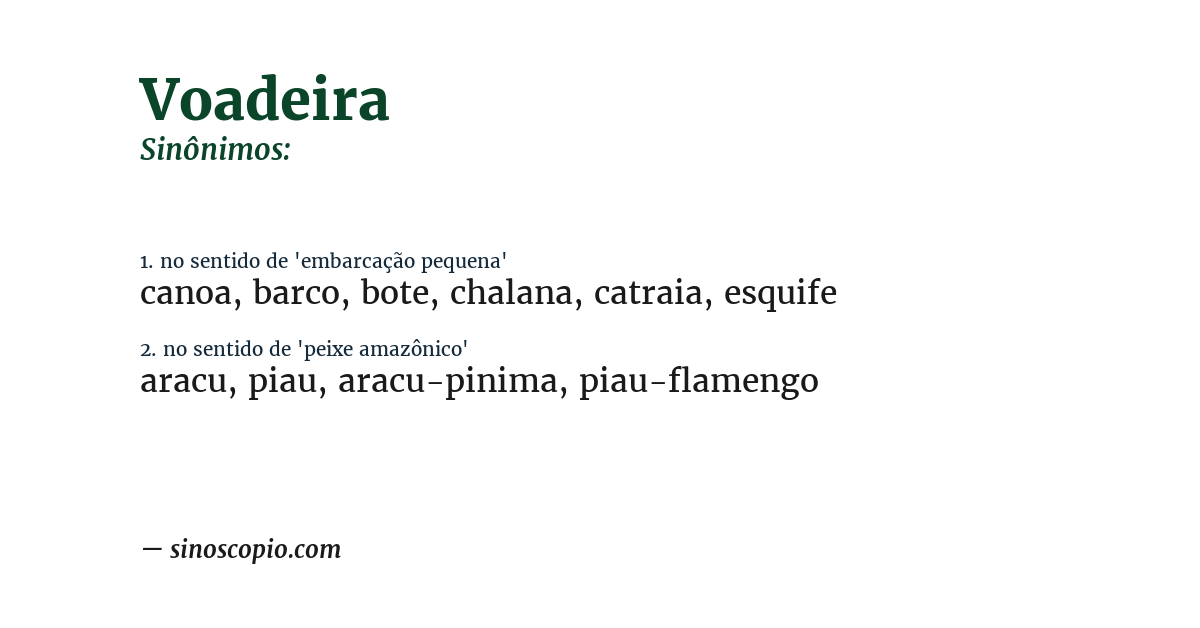 Sinônimo de voadeira