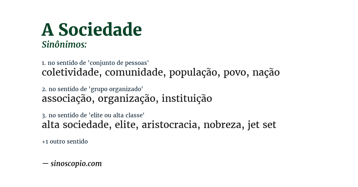 Sinônimo de a sociedade