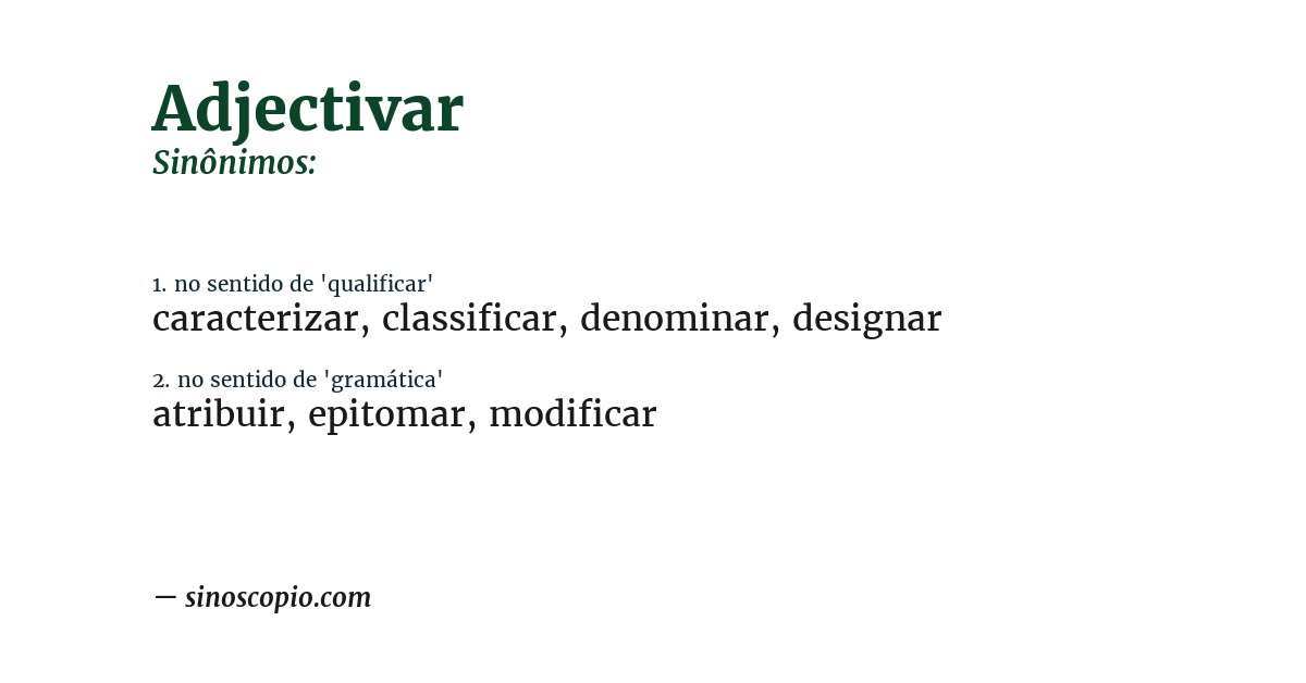 Sinônimo de adjectivar