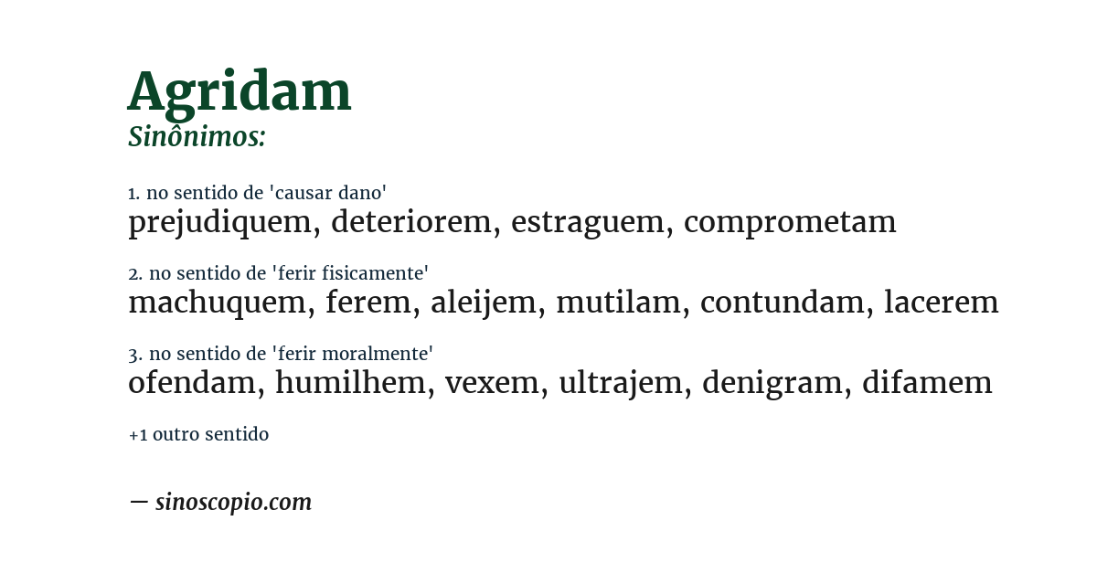 Sinônimo de agridam