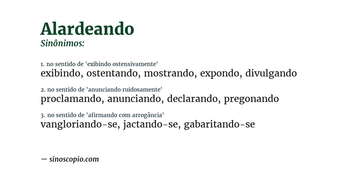 Sinônimo de alardeando