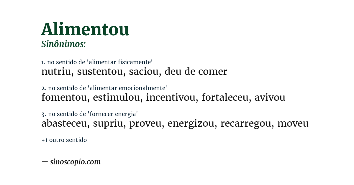 Sinônimo de alimentou