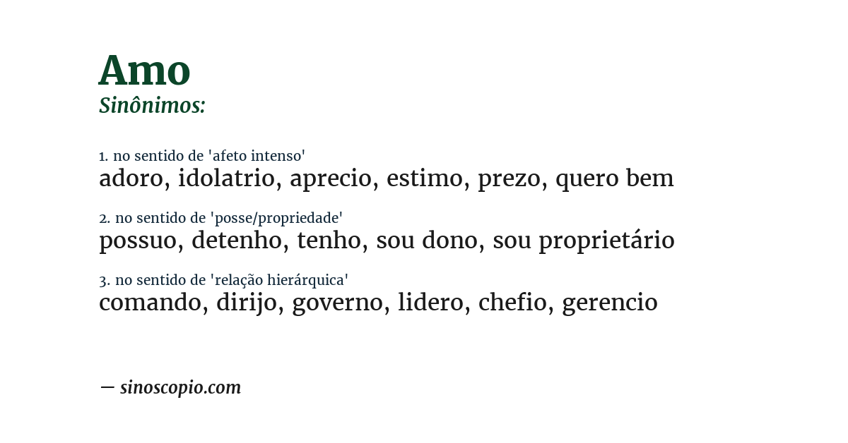Sinônimo de amo