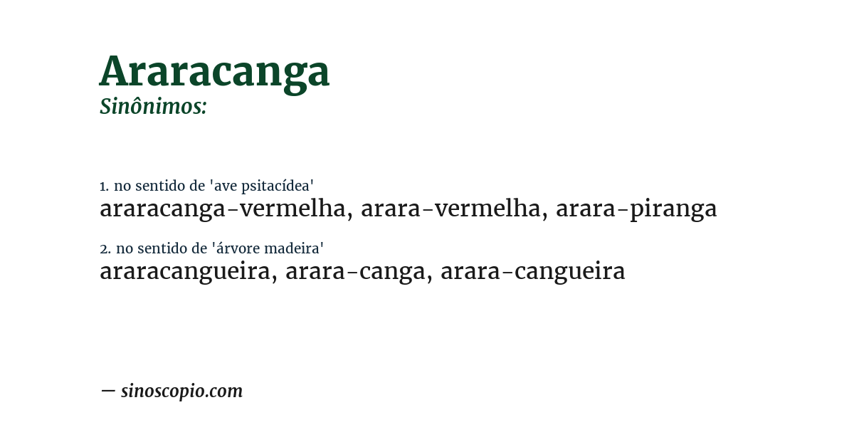 Sinônimo de araracanga