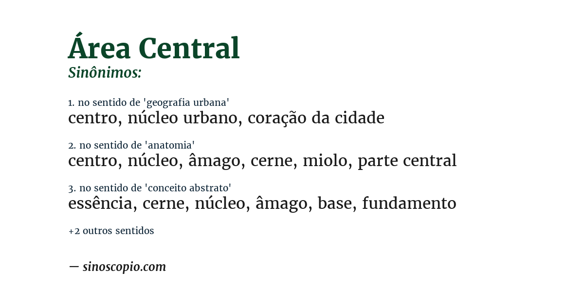 Sinônimo de área central