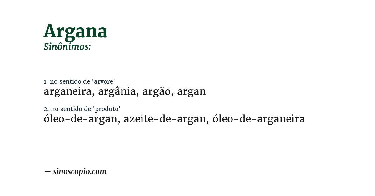 Sinônimo de argana