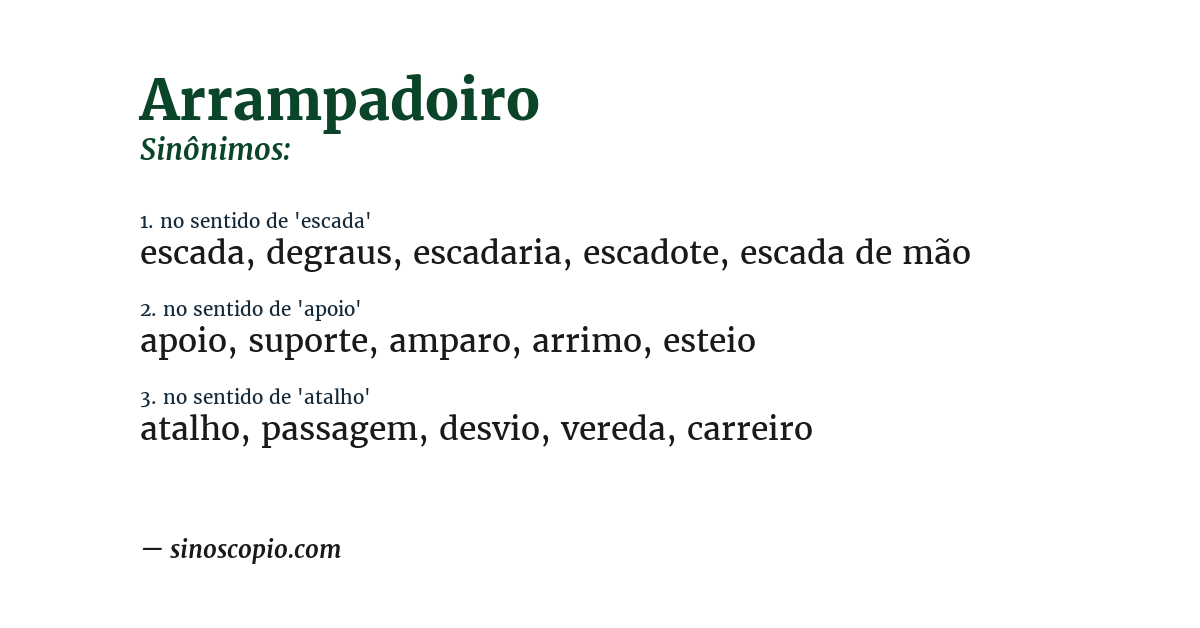 Sinônimo de arrampadoiro