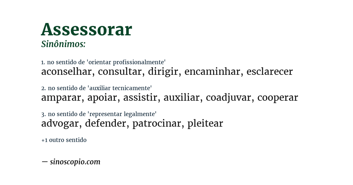 Sinônimo de assessorar