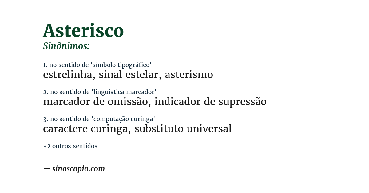 Sinônimo de asterisco
