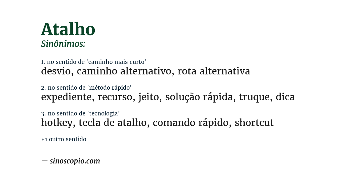 Sinônimo de atalho