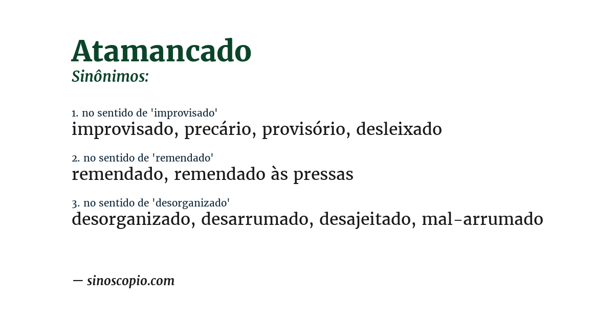 Sinônimo de atamancado