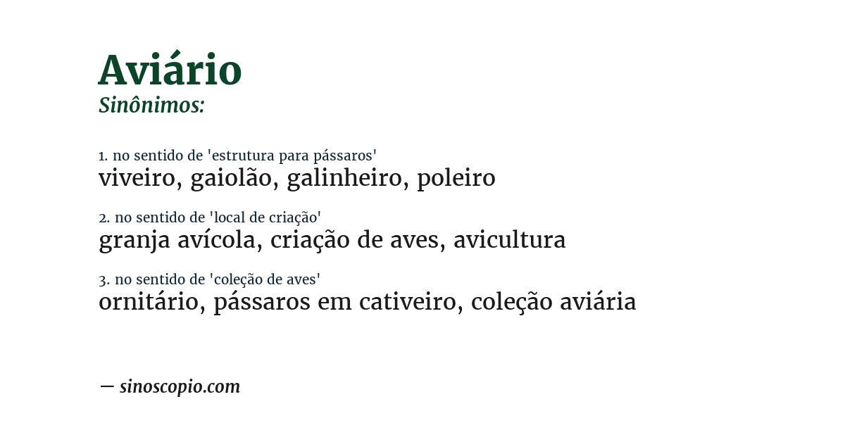 Sinônimo de aviário