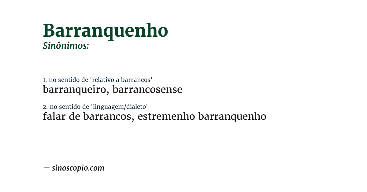 Sinônimo de barranquenho