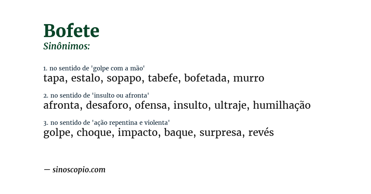 Sinônimo de bofete