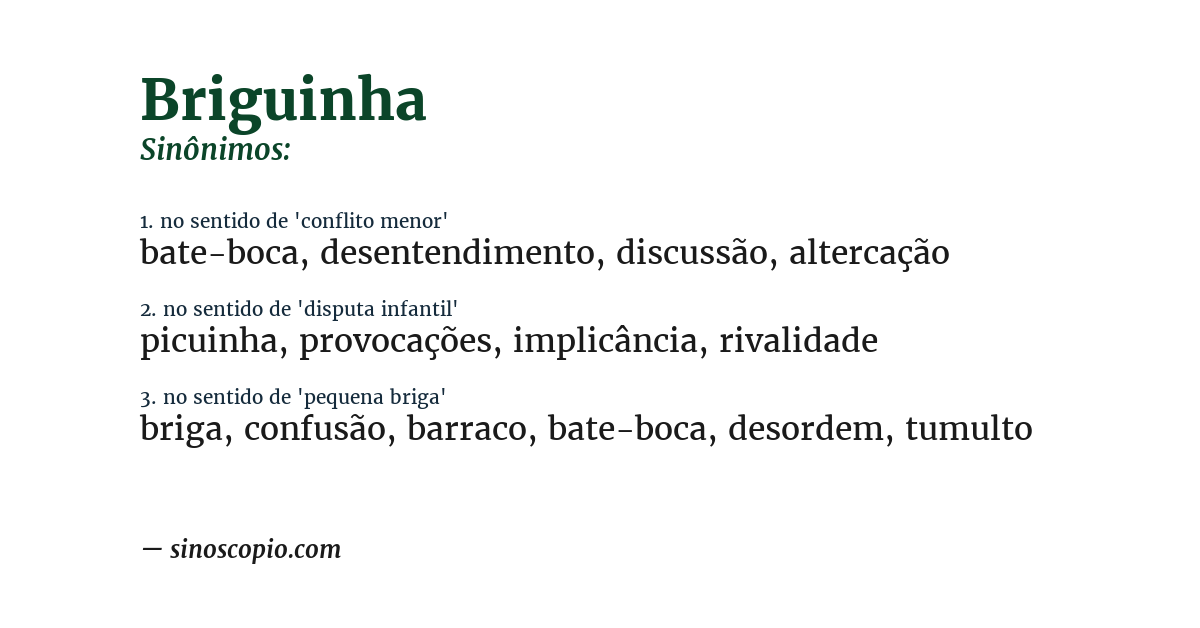 Sinônimo de briguinha