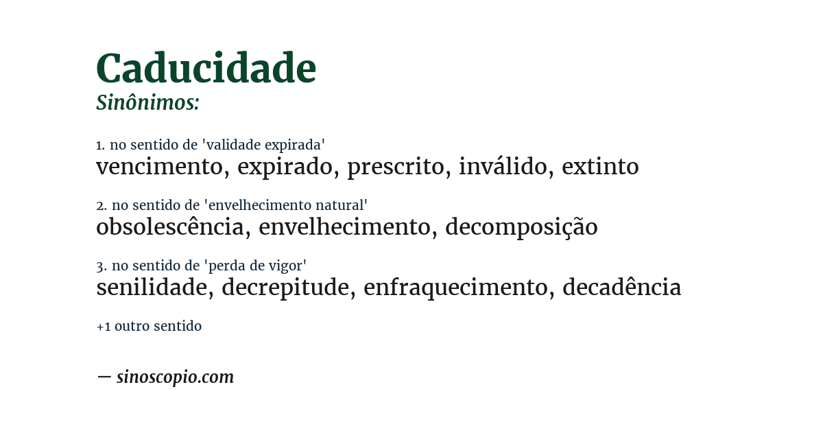Sinônimo de caducidade