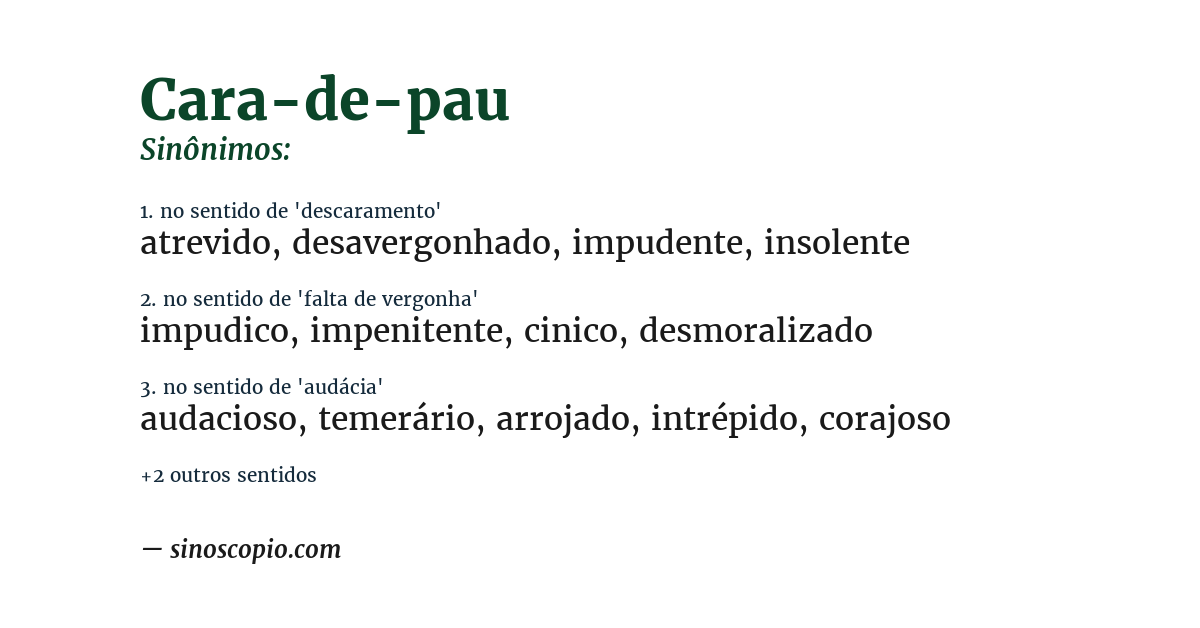 Sinônimo de cara-de-pau