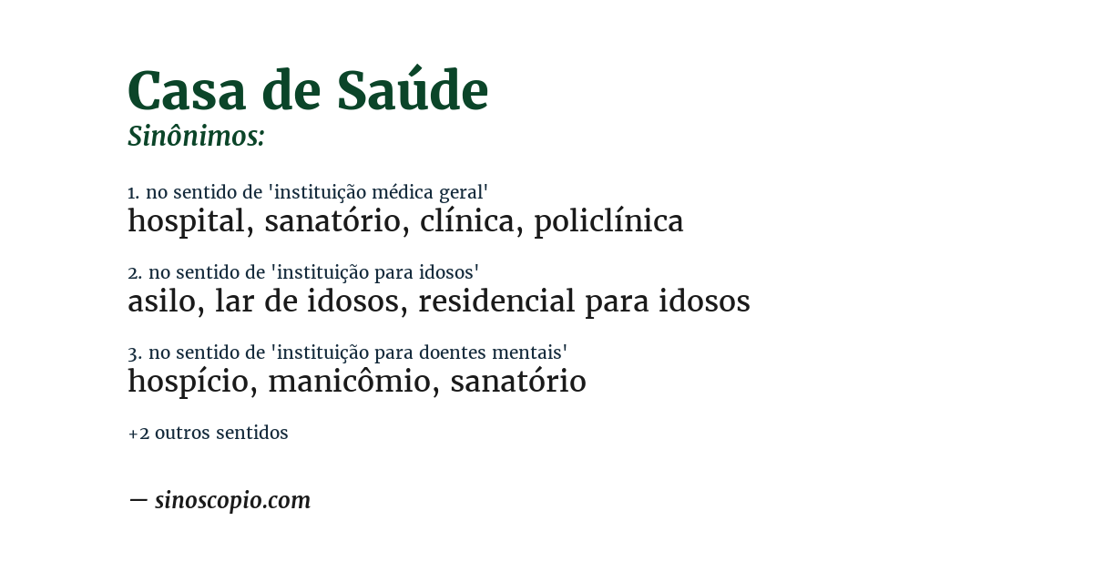 Sinônimo de casa de saúde