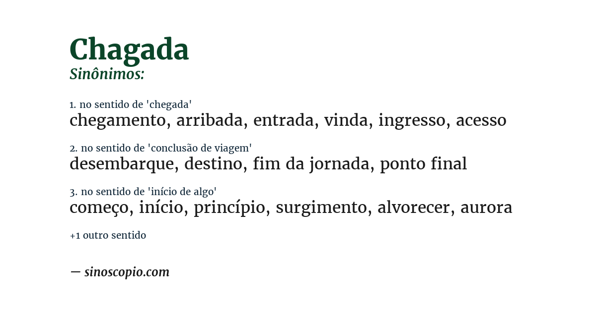 Sinônimo de chagada