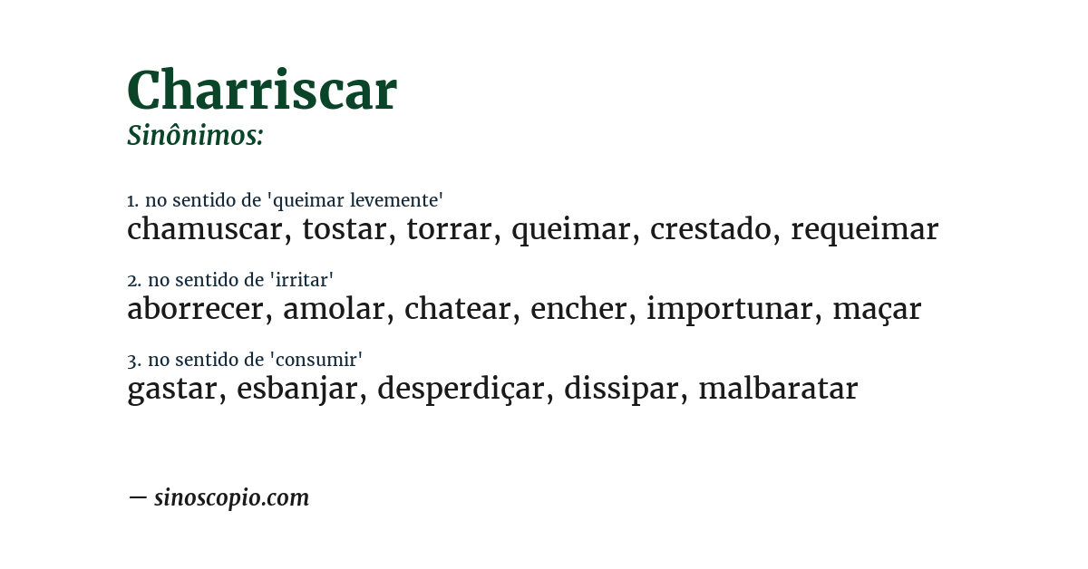 Sinônimo de charriscar
