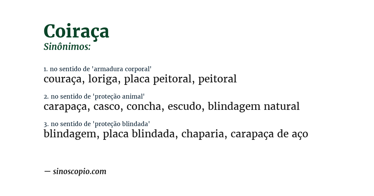 Sinônimo de coiraça