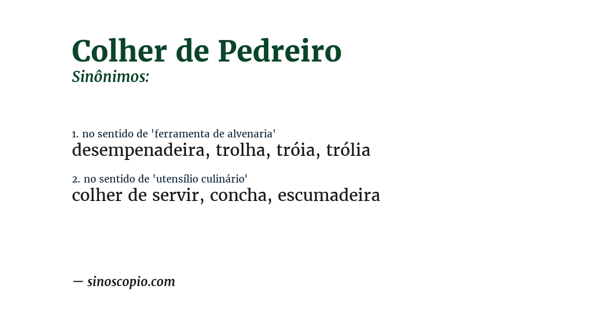 Sinônimo de colher de pedreiro