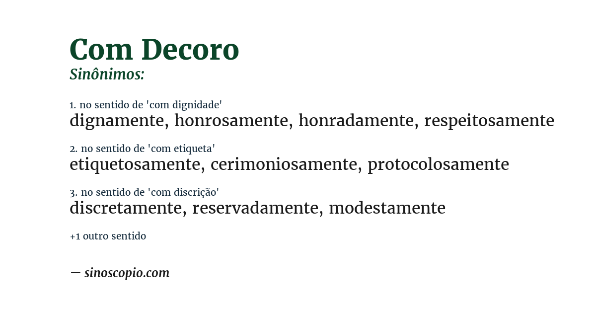 Sinônimo de com decoro