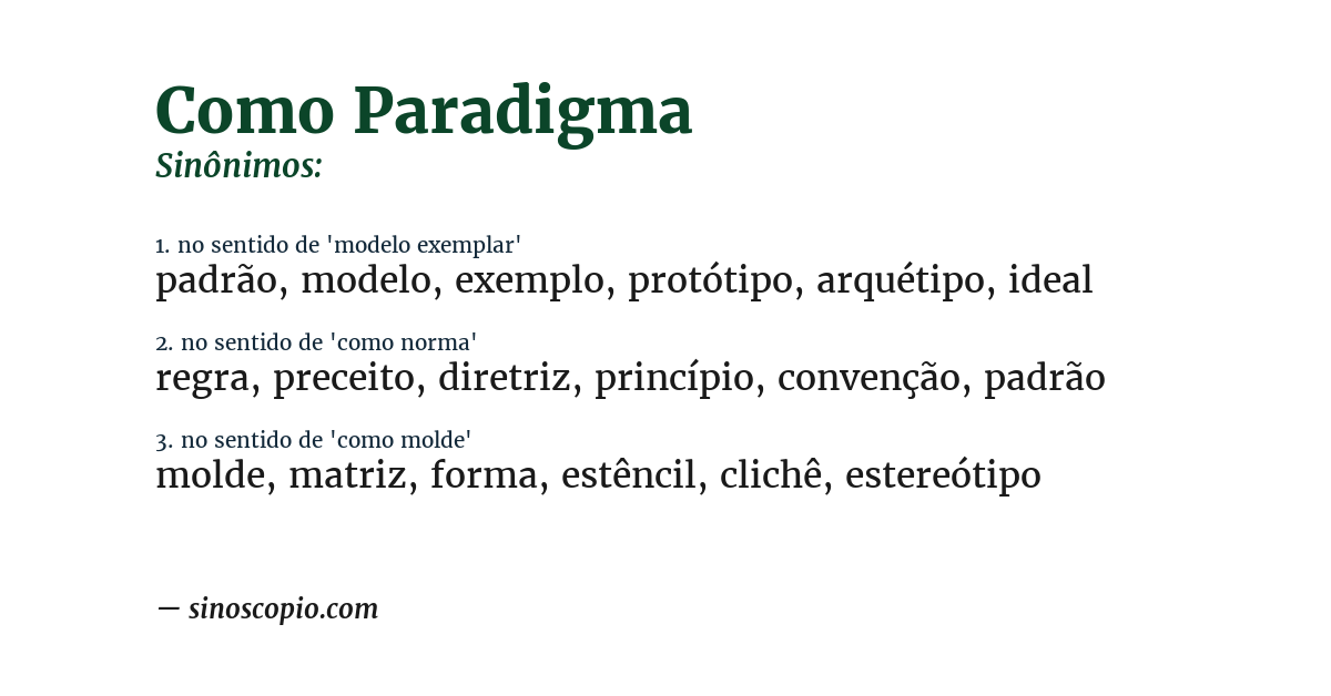 Sinônimo de como paradigma