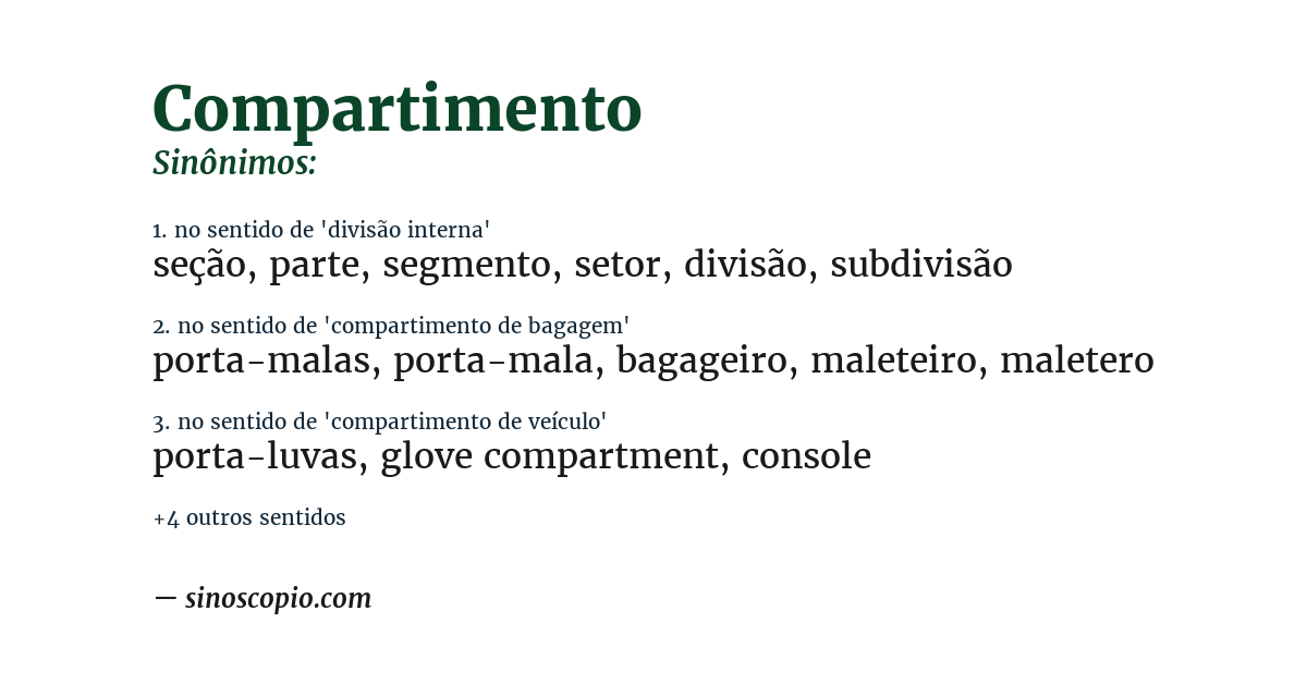 Sinônimo de compartimento