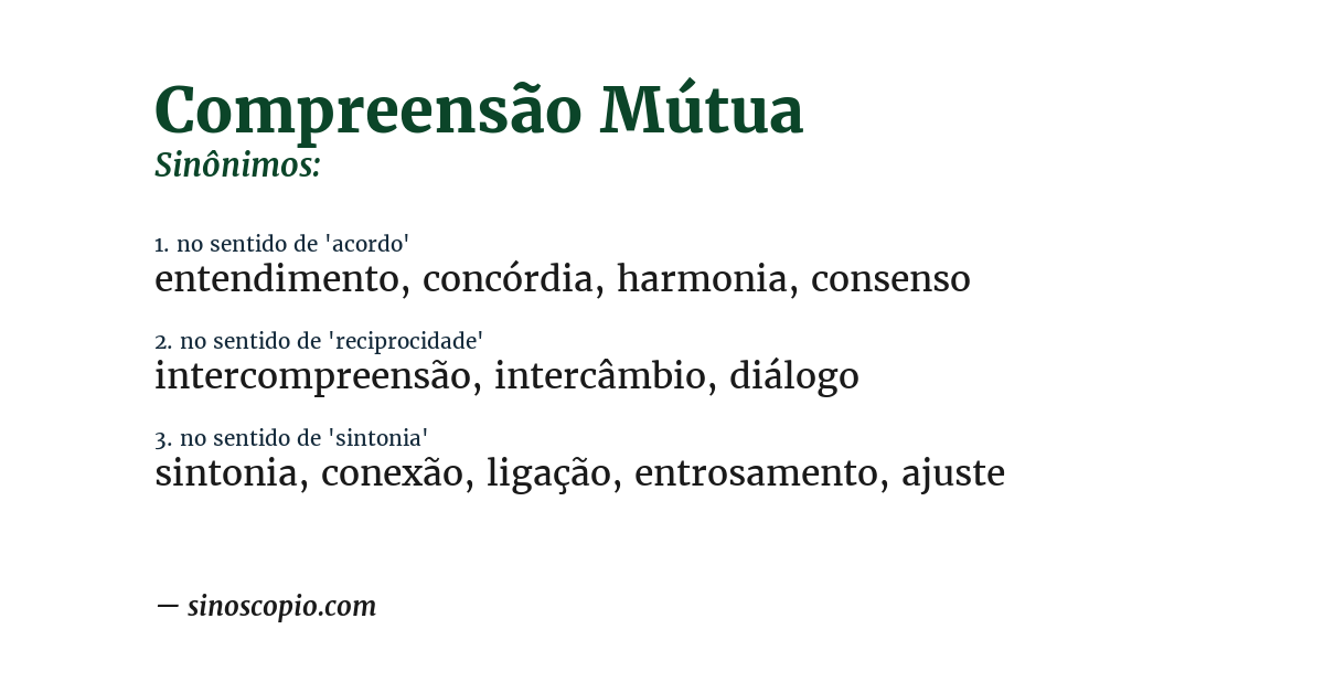 Sinônimo de compreensão mútua