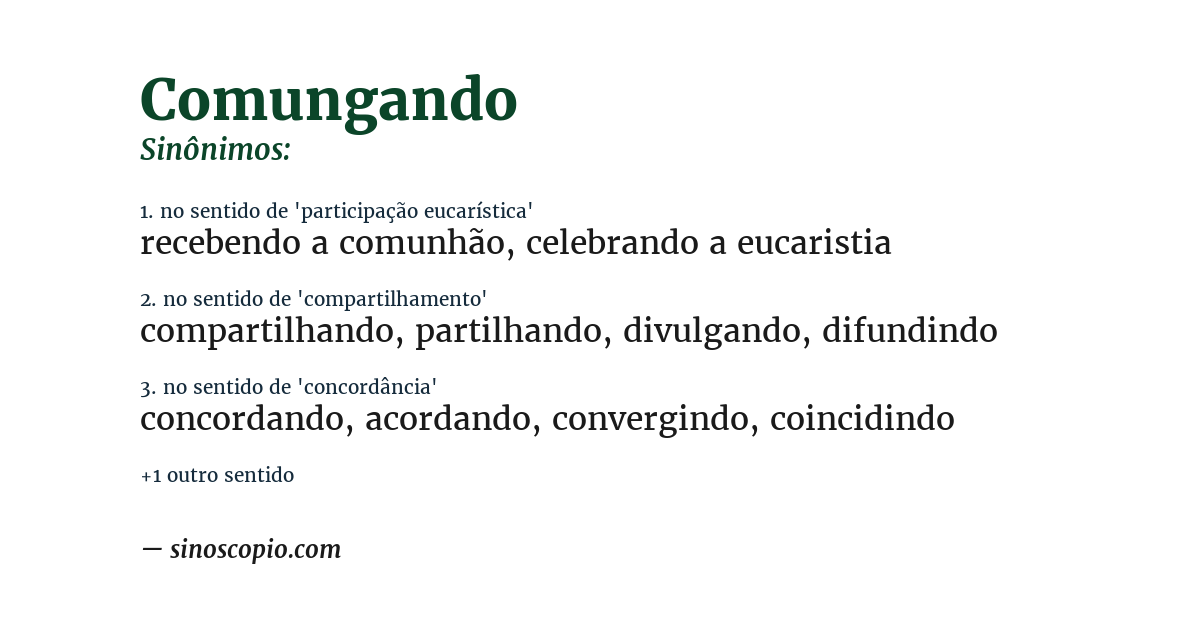 Sinônimo de comungando