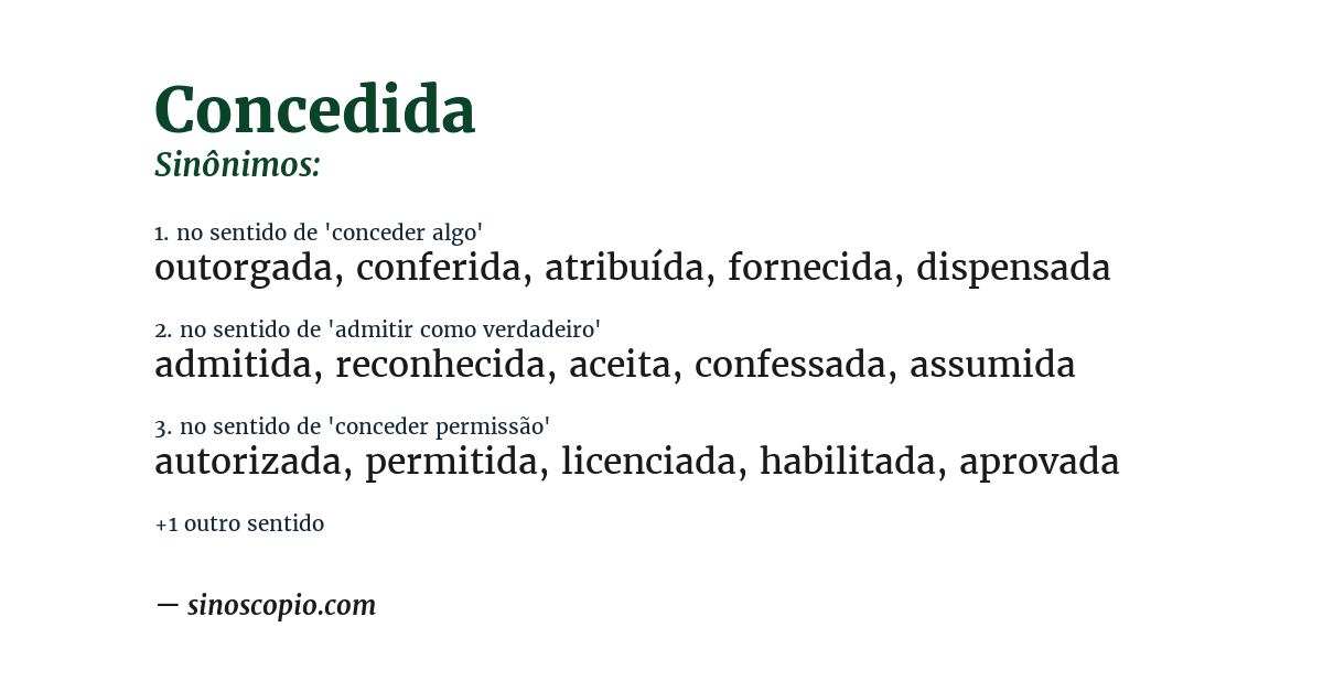 Sinônimo de concedida