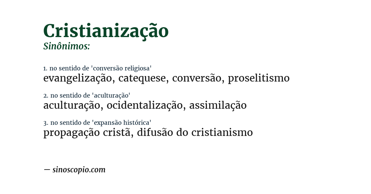Sinônimo de cristianização